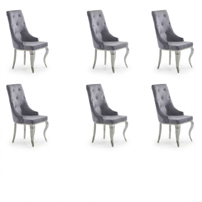 6 sedie Chesterfield di design Imbottite Sedie Tessuto Arredamento Nuovo