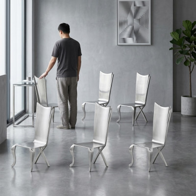 Design sedia set di 4 poltrone lusso tessuto nuovo sala da pranzo