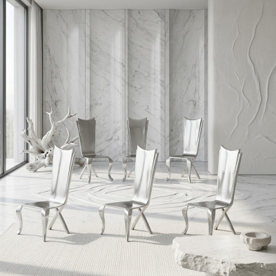 Design sedia set di 4 poltrone lusso tessuto nuovo sala da pranzo