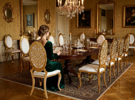 Sedia 6x Gruppo Sedie Poltrone Set di Sedie di Lusso Tessuto Nuovo Sala da Pranzo