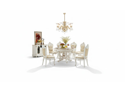 Set da pranzo Ensemble Gruppo in legno Tavolo Set completo 7 pezzi Tavolo da pranzo 6 sedie