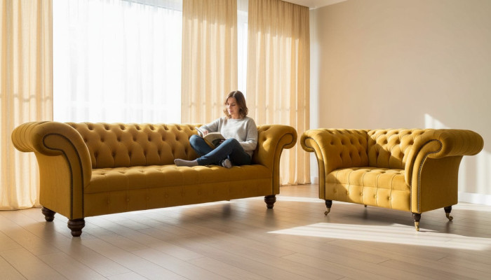Chesterfield set divano 2+1 posti design moderno.