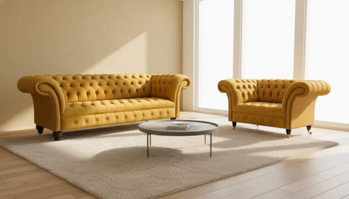 Chesterfield set divano 2+1 posti design moderno.
