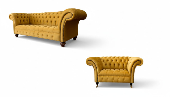Chesterfield set divano 2+1 posti design moderno.