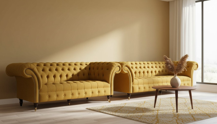Lussuoso set di divani beige 3 + 3 posti, divano moderno stile soggiorno mobili