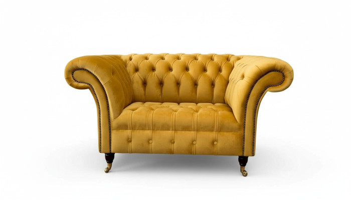 Poltrona Chesterfield Arredo Set 2x Poltrona Singola Set Divano Sofa Giallo Tessile