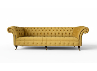 Elegante divano design a 4 posti in tessuto di lusso Chesterfield giallo