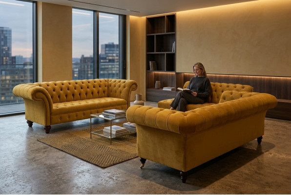Sofà 3 posti + 2 posti Set di divani Design Sofas Divani imbottiti Chesterfield