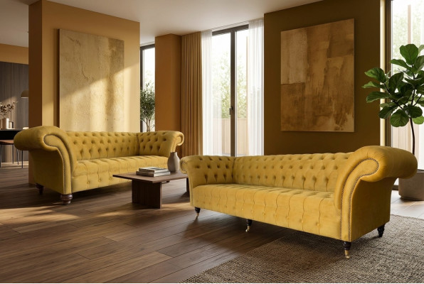 Sofà 3 posti + 2 posti Set di divani Design Sofas Divani imbottiti Chesterfield