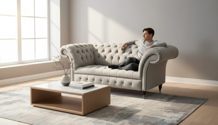Divano Chesterfield 2 posti Divano imbottito Design divani di lusso Grigio