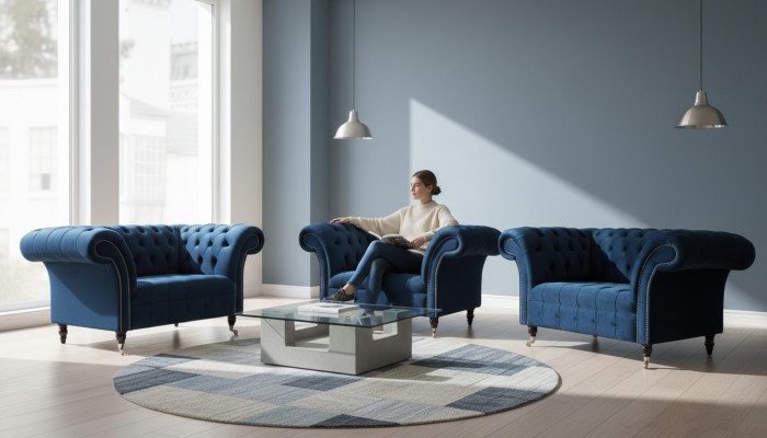 Poltrona Chesterfield Set di mobili 2x poltrona singola Set poltrona di lusso Divani 2 pz.
