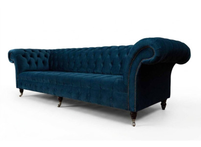 Divano design Chesterfield a 3 posti in tessuto.