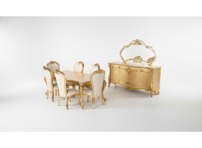 Set da pranzo con tavolo 6 sedie credenza specchio gruppo da pranzo 9 pezzi.