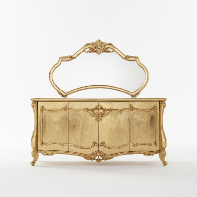 Tavolino specchio lusso mobile credenza set mobili cassettiere arredamento oro