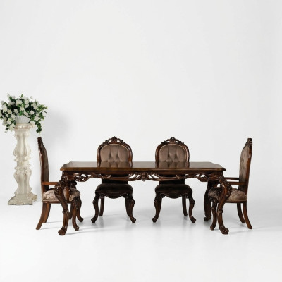 Tavolo da pranzo classico con 4 sedie stile barocco rococò.