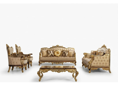 Set di divani d'epoca barocca e rococò in oro completo con 5 pezzi. Nuovo.