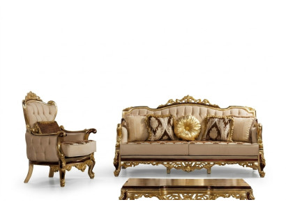 Divano di lusso beige, set di divani poltrona 3+1 posti in stoffa design.