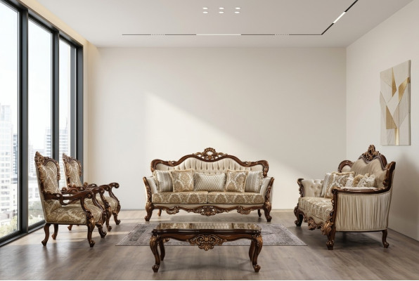 Set di divani Chesterfield con tavolino da salotto, divano e imbottitura, 5 pezzi.
