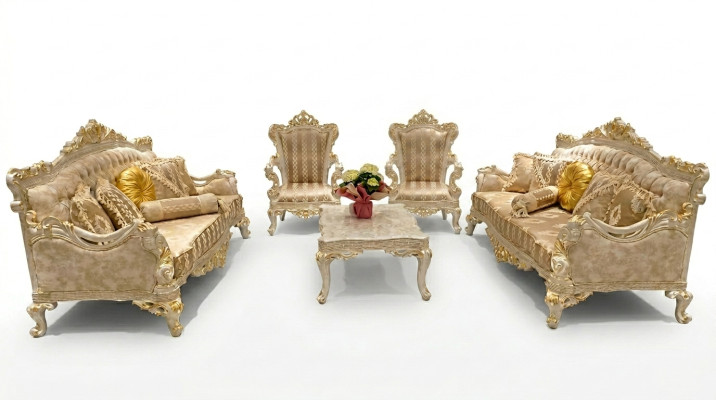 Beige Set divano componibile 5 pezzi. Tavolino divano set di divani Mobili