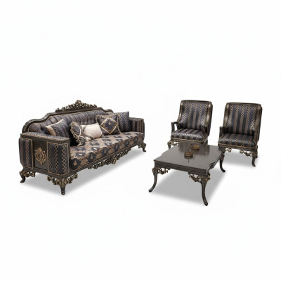 Comoda poltrona 3+1+1 con tavolino Set 4 pezzi Gruppo imbottito