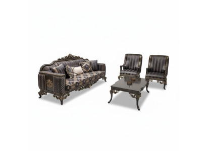 Comoda poltrona 3+1+1 con tavolino Set 4 pezzi Gruppo imbottito