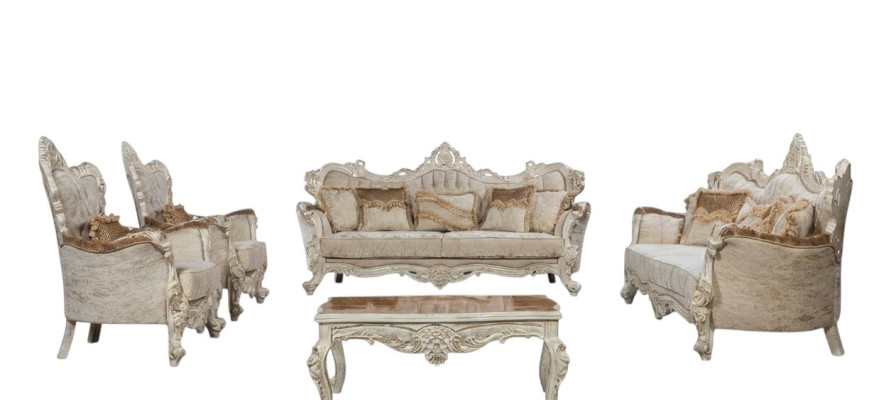 Set di divani in stile barocco rococò, 4 pezzi, con tavolino.
