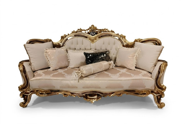 Chesterfield Barocco divano a tre posti Mobili Divano divani in tessuto beige