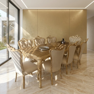 Set da pranzo tavolo con 8 sedie imbottite divano set