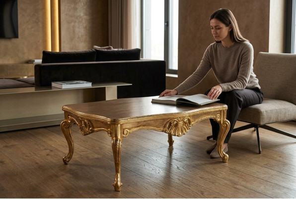 Tavolo da caffè di lusso 136x90 stile barocco rococò tavoli rettangolari decorazione