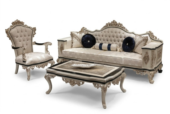 Set da salotto di lusso con divano 3+1 completa di tavolino - divano, divano letto