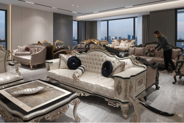 Divano Chesterfield 3 posti in pelle imbottita bianca nuovo
