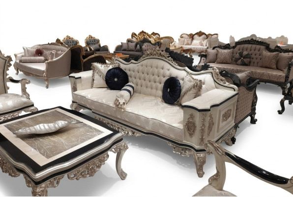 Divano Chesterfield 3 posti in pelle imbottita bianca nuovo