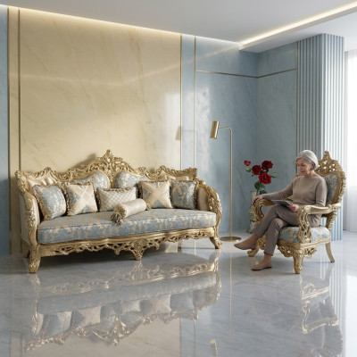 Mobili di lusso divano 2 pezzi Set di divani classici Garniture di mobili