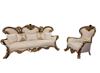 Poltrona Chesterfield 3 posti + 1 posto + tavolino in legno barocco rococò