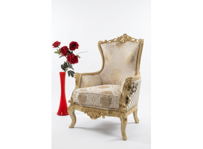 Poltrona classica a trono in velluto Chesterfield stile barocco.
