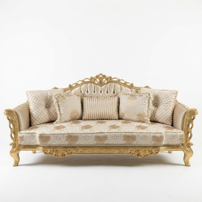 Divano Chesterfield Barocco, divano in legno velluto a tre posti, divani classici arredamento.