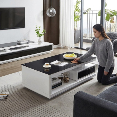 Tavolino da salotto di lusso Tavolino portaoggetti Tavolino d'appoggio Tavolino in vetro Arredamento moderno Design