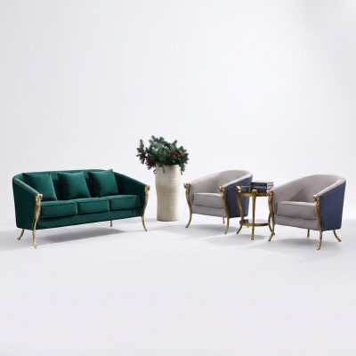 Set di divani di lusso 3+1+1 posti Verde Arredamento moderno del soggiorno