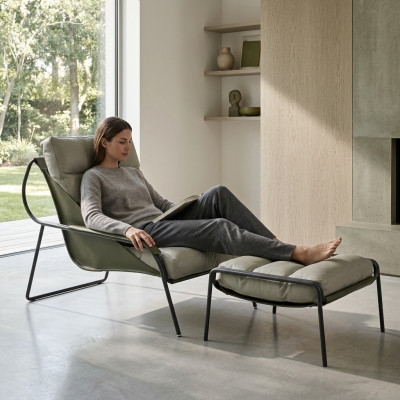 Poltrona + Pouf Set Relax di lusso, mobilio monoposto, Sedia Poggiapiedi 2 pezzi.