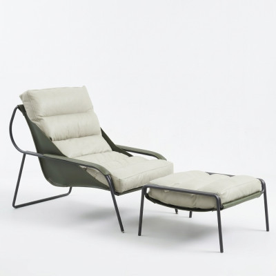 Poltrona + Pouf Set Relax di lusso, mobilio monoposto, Sedia Poggiapiedi 2 pezzi.