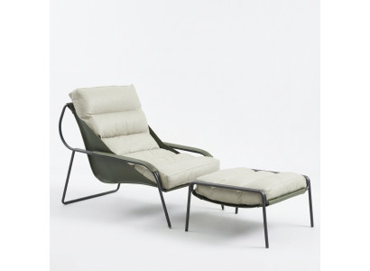 Poltrona + Pouf Set Relax di lusso, mobilio monoposto, Sedia Poggiapiedi 2 pezzi.