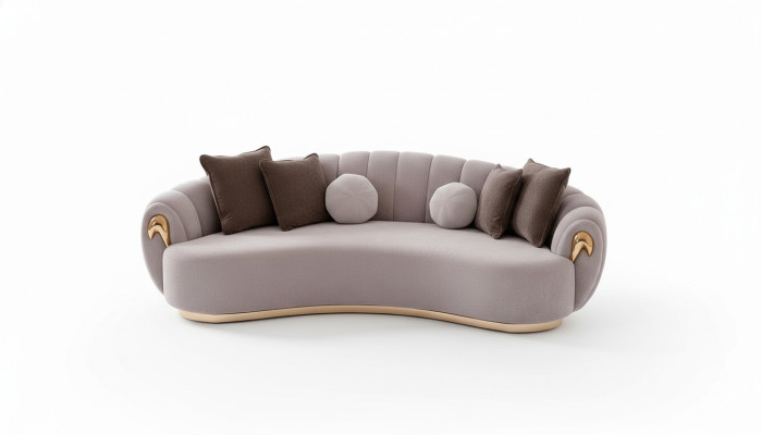 Divano di lusso Big Couch Divano rotondo Divani xxl Sedute imbottite Tessuto 263cm Grigio