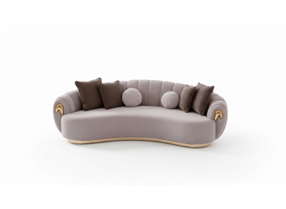 Divano di lusso Big Couch Divano rotondo Divani xxl Sedute imbottite Tessuto 263cm Grigio