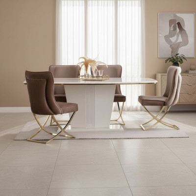 Set da pranzo per tavolo da pranzo con 4 sedie, set di mobili da designer