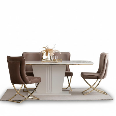 Set da pranzo per tavolo da pranzo con 4 sedie, set di mobili da designer