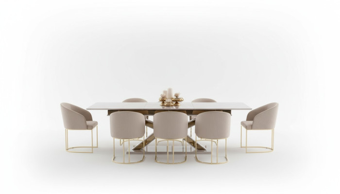 Set da pranzo Gruppo da pranzo Sedie in acciaio inossidabile 10x Poltrone Tavolo da pranzo Tavolo 11 pezzi