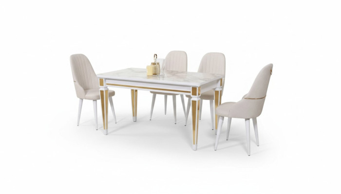 Tavolo da pranzo, insieme di sedie da pranzo, set da pranzo, set di mobili da tavolo da pranzo, 4 sedie, 5 pezzi.