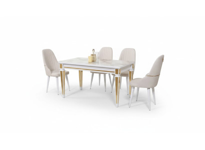 Tavolo da pranzo, insieme di sedie da pranzo, set da pranzo, set di mobili da tavolo da pranzo, 4 sedie, 5 pezzi.
