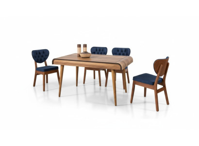 Moderno set da sala da pranzo con mobili, gruppo di sedute, tavolo da pranzo imbottito 5 pezzi.