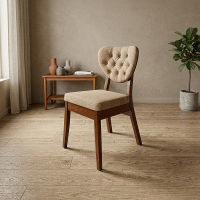 Sedia in legno beige Chesterfield Sedia Designer Sedie imbottite mobili seduta di lusso  La sedia in legno Chesterfield beige è un designer di sedie imbottite di lusso.